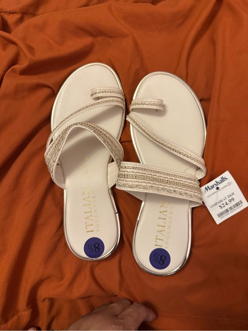 Italian Shoemakers White Beaded Strappy Slide Sandals - Picture 2 of 3